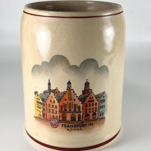 Vtg Frankfurt Romer Beer Stein Mug 1/2L Stoneware German Landmarks Souvenir 20oz - Picture 1 of 13